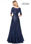 Picture of: Fully Sequined Floor Length Gown with Pockets in Navy, Style: 27016, Back Picture