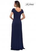 Picture of: Jersey Evening Dress with Side Knot Detail and Ruching in Navy, Style: 27872, Back Picture