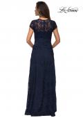 Picture of: Cap Sleeve Floral Gown with Sweetheart Neckline in Navy, Style: 27951, Back Picture