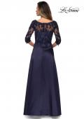 Picture of: Three Quarter Sleeve Gown with Lace Sheer Back in Navy, Style: 27988, Back Picture