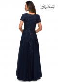 Picture of: A-line Lace and Tulle Evening Dress with Beading in Navy, Style: 28037, Back Picture