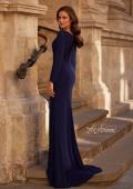 Picture of: Simple Jersey Evening Dress with Long Sleeves and Ruching in Navy, Style: 29184, Back Picture