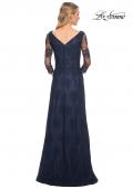 Picture of: Long Lace Gown with Illusion Sleeves in Navy, Style: 29219, Back Picture