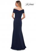 Picture of: Simply Chic Off the Shoulder Jersey Gown in Navy, Back Picture