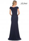 Picture of: Elegant Net Jersey Long Gown with Ruching in Blue, Style: 29996, Back Picture