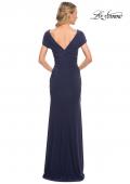 Picture of: Versatile Jersey Long Evening Dress with Short Sleeve in Blue, Style: 29998, Back Picture
