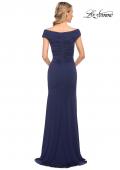 Picture of: Long Luxurious Jersey Off the Shoulder Evening Gown in Blue, Style: 30040, Back Picture