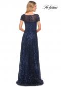 Picture of: Stunning Beaded Gown with Short Sleeves in Blue, Style: 30122, Back Picture