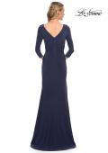 Picture of: Elegant Jersey Dress with Ruching and Ruffle Detail in Blue, Style: 30177, Back Picture