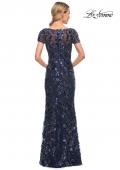 Picture of: Stunning Beaded Long Gown with V Neckline in Blue, Style: 30375, Back Picture