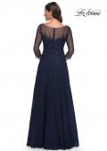 Picture of: Rhinestone Embellished A-Line Tulle and Lace Evening Dress in Navy, Style: 31235, Back Picture
