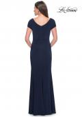 Picture of: Long Jersey Evening Dress with Rhinestone Details in Navy, Style: 31773, Back Picture