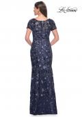 Picture of: Mother of the Bride Dress with Unique Floral Sequin Design in Navy, Style: 31779, Back Picture