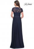 Picture of: Elegant Jersey Evening Dress with Lace Details in Navy, Style: 31906, Back Picture