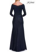 Picture of: Off-the-Shoulder Three-Quarter Sleeve Gown in Navy, Style: 33655, Back Picture