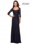 Picture of: Long Lace Gown with Sweetheart Neckline in Navy, Style: 26427, Detail Picture 1