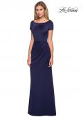 Picture of: Elegant Long Jersey Dress with Short Sleeves in Navy, Style: 27067, Detail Picture 1