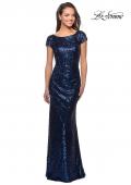 Picture of: Fully Sequined Long Dress with Short Sleeves in Navy, Style: 27079, Detail Picture 1