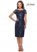Picture of: Knee Length Lace Dress with Short Sleeves in Navy, Style: 27828, Detail Picture 1