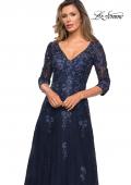 Picture of: Three Quarter Sleeve A-line Dress with Lace and Beads in Navy, Style: 28000, Detail Picture 1