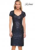 Picture of: Knee Length Sequin Dress with Short Sleeves in Navy, Detail Picture 1
