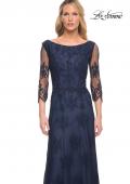 Picture of: Long Lace Gown with Illusion Sleeves in Navy, Style: 29219, Detail Picture 1
