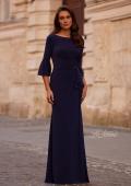 Picture of: Simple Evening Dress with Three Quarter Bell Sleeve and High Neckline in Navy, Style: 29999, Detail Picture 1