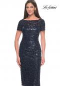Picture of: Short Evening Dress with Intricate Beaded Sequin Design in Navy, Style: 30043, Detail Picture 1