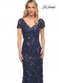 Picture of: Stunning Beaded Long Gown with V Neckline in Blue, Style: 30375, Detail Picture 1