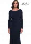 Picture of: Chic Jersey Long Dress with Ruffle Detail Skirt in Navy, Style: 30881, Detail Picture 1