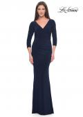 Picture of: Long Evening Dress with Wrap Style Neckline in Navy, Style: 31020, Detail Picture 1