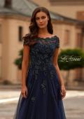 Picture of: Gorgeous Gown with Beaded Lace Applique in Navy, Style: 31692, Detail Picture 1