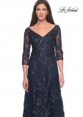 Picture of: Stunning Evening Gown with Lace Beaded Design in Navy, Style: 31719, Detail Picture 1