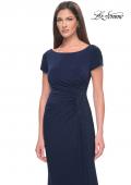 Picture of: Long Jersey Evening Dress with Rhinestone Details in Navy, Style: 31773, Detail Picture 1