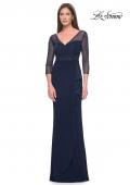 Picture of: Evening Gown with Illusion Rhinestone Sleeves in Navy, Style: 31777, Detail Picture 1