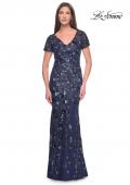 Picture of: Mother of the Bride Dress with Unique Floral Sequin Design in Navy, Style: 31779, Detail Picture 1
