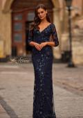 Picture of: Three Quarter Sleeve Sequin Lace Mother of the Bride Dress in Navy, Style: 31836, Detail Picture 1