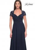 Picture of: Elegant Jersey Evening Dress with Lace Details in Navy, Style: 31906, Detail Picture 1