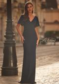 Picture of: Flutter Sleeve Rhinestone Embellished Evening Dress in Navy, Style: 32495, Detail Picture 1