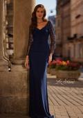 Picture of: Elegant Evening Jersey Dress with Illusion Lace Sleeves in Navy, Style: 32609, Detail Picture 1