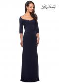 Picture of: Classic Long Dress with Three Quarter Sleeves in Navy, Style: 25148, Detail Picture 2