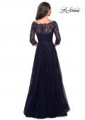 Picture of: Long Lace Gown with Sheer Sleeves and Pockets in Navy, Style: 26959, Detail Picture 2