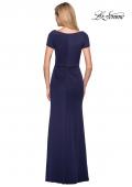 Picture of: Elegant Long Jersey Dress with Short Sleeves in Navy, Style: 27067, Detail Picture 2