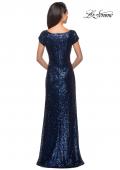 Picture of: Fully Sequined Long Dress with Short Sleeves in Navy, Style: 27079, Detail Picture 2