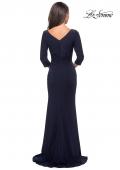 Picture of: Three Quarter Sleeve Jersey Dress with Ruching in Navy, Style: 28197, Detail Picture 2