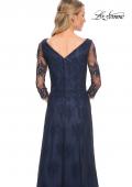 Picture of: Long Lace Gown with Illusion Sleeves in Navy, Style: 29219, Detail Picture 2