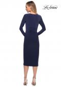 Picture of: Long Sleeve Knee Length Dress with Wrap Style Skirt in Navy, Detail Picture 2