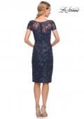 Picture of: Beautiful Short Dress with Illusion Top and Sleeve in Blue, Style: 29982, Detail Picture 2