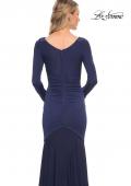 Picture of: Ruched Jersey Evening Gown with Long Sleeves in Blue, Style: 30010, Detail Picture 2