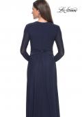 Picture of: Long Sleeve Jersey Evening Dress with Ruching Detail in Navy, Style: 30048, Detail Picture 2